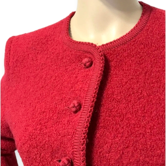 Lands End Women's Petite Vintage 100% Wool Button Front Blazer Cardigan Jacket - Picture 3 of 10